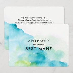 私のベストマンになってくれますか？ モダンな水彩画 招待状