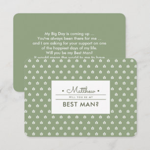 私のベストマンになってくれますか？ 緑   白の模様 招待状