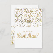 「私のベストマンになってくれる?」偽の金箔のコンフェッティ 招待状 (正面/裏面)