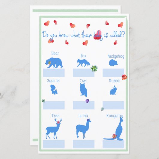 私のベビーに多肉乳児シャワーゲームの名前を付ける (正面/裏面)