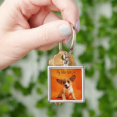 私のベビーは毛皮の犬、かわいい子犬、子犬を持っている キーホルダー (手)