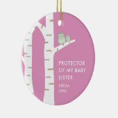 私のベビー妹のかわいいパーソナライズされたフクロウの保護具 セラミックオーナメント (右)