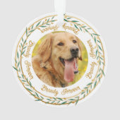 私のペットの写真 ゴールド ベリー リース 深紅のクリスマス オーナメント (裏面)