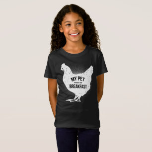 私のペットは私をおもしろいな養鶏場のワイシャツ朝食をすまさせます Tシャツ
