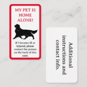 私のペット、犬は家の独り札 コーリングカード (正面/裏面)