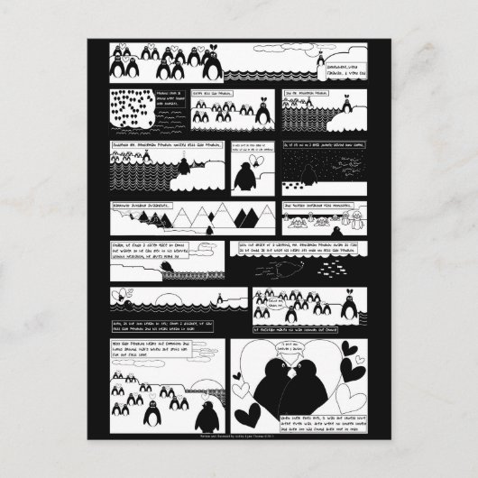 私のペンギンになってくれない？黒BG ポストカード (正面)