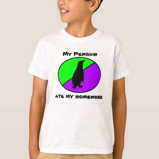 私のペンギンは私の宿題を食べました Tシャツ (正面)