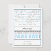 私のページボーイになってくれる? ベビーブルー/グレー ポエムカード 招待状 (正面)
