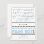 私のページボーイになってくれる? ベビーブルー/グレー ポエムカード 招待状 (正面/裏面)