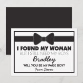 私のページボーイになってくれる？ 黒/白の蝶ネクタイ 招待状 (正面/裏面)