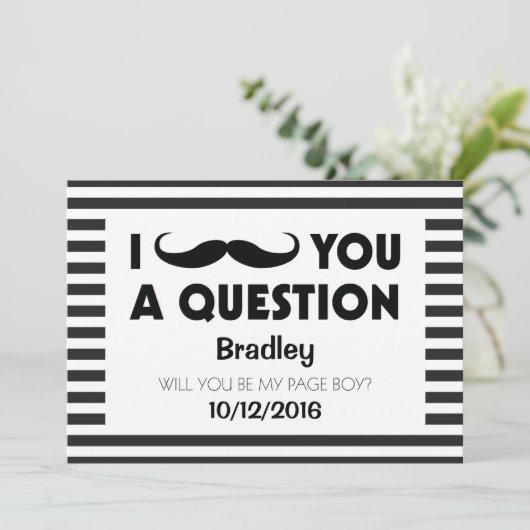 私のページ少年になってもらえますか?ヒゲの黒いストライプ 招待状 (スタンド正面)