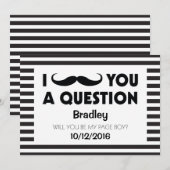 私のページ・ボーイになってくれるかい 黒いヒゲのストライプ 招待状 (正面/裏面)