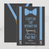 私のペー・ボーイになってくれる？ - 青いネクタイのサスペンダー 招待状 (正面/裏面)