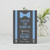 私のペー・ボーイになってくれる？ - 青いネクタイのサスペンダー 招待状 (スタンド正面)