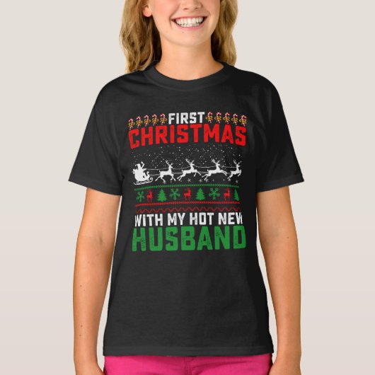 私のホットな新婚夫との最初のクリスマス アガる Tシャツ (正面)