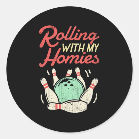 私のホーム転がボーリングボウリングをする人、 クリケットの投手おもしろいギフトと ラウンドシール (正面)