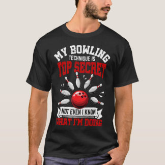 私のボウリングテクニック 楽しいボウリング ボウラー Tシャツ