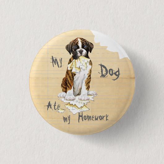 私のボクサー食べは宿題を 缶バッジ (正面)