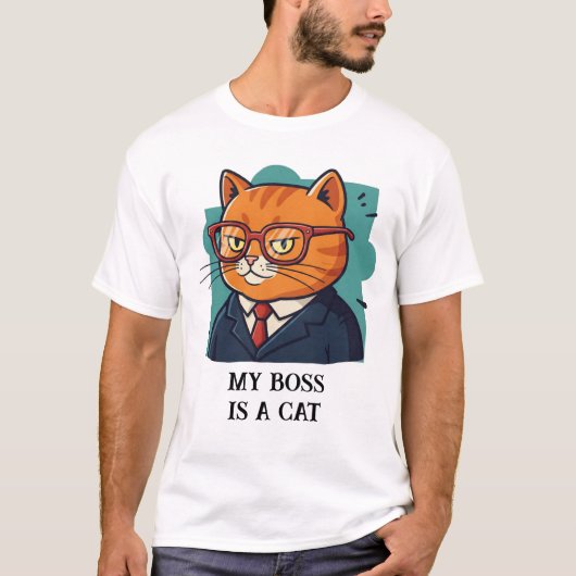 私のボスは猫おもしろいだ Tシャツ (正面)