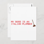 私のボスは配管工イタリアンである – マリオのビデオゲーム ポストカード (正面/裏面)