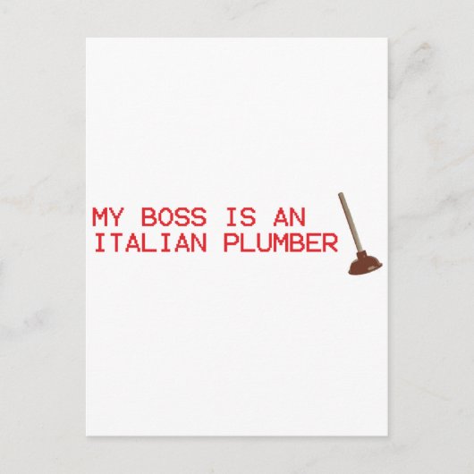 私のボスは配管工イタリアンである – マリオのビデオゲーム ポストカード (正面)