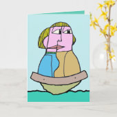 私のボートの挨拶状、DenisGastonArtを浮かべます カード (黄色い花)