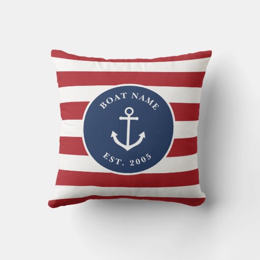 私のボートは私の幸せな場所であり、ボートの名前と今年のthro クッション (裏面)