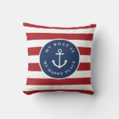 私のボートは私の幸せな場所であり、ボートの名前と今年のthro クッション (正面)