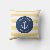 私のボートは私の幸せな場所で、ボートの名前と年 クッション (裏面)