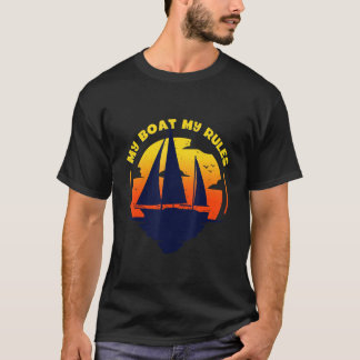 私のボート私のルールキャプテンボートPontoon Tシャツ