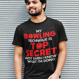 私のボーリングテクニックはトップ秘密のおもしろいボウリングをする人、 クリケットの投手 Tシャツ
