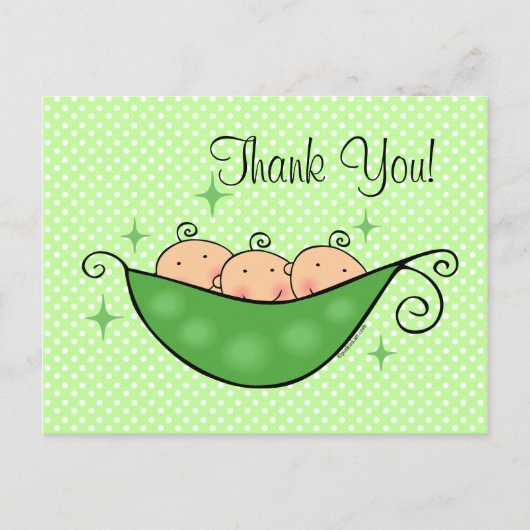 私のポッド三つ子の豆ありがとうポストカード ポストカード (正面)