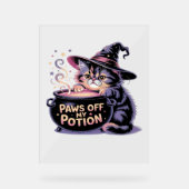 私のポーションをオフにポーズハロウィーンかわいいキャットクラ アクリルサイン (正面)