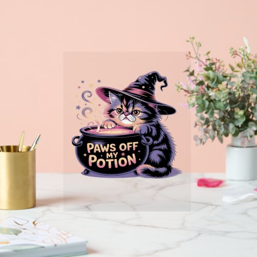 私のポーションをオフにポーズハロウィーンかわいいキャットクラ アクリルサイン (ウェディング)