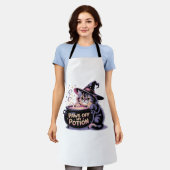 私のポーションをオフにポーズハロウィーンかわいいキャットクラ エプロン (着用した状態)