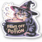 私のポーションをオフにポーズハロウィーンかわいいキャットクラ シール (正面)