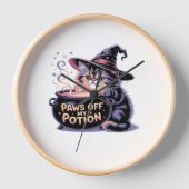 私のポーションをオフにポーズハロウィーンかわいいキャットクラ 壁時計 (正面)