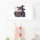 私のポーションをオフにポーズハロウィーンかわいいキャットクラ 横断幕 (インサイチュ)