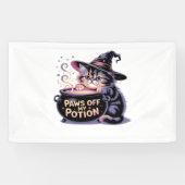 私のポーションをオフにポーズハロウィーンかわいいキャットクラ 横断幕 (横)