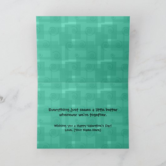 私のマカロニ、かわいいバレンタインへのあなたはチーズ シーズンカード (内部)