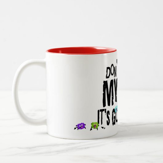 私のマグカップをTouchしないブーギー得おもしろマグカップ ツートーンマグカップ (左)