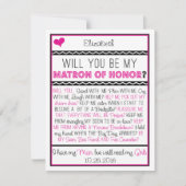 私のマトロン・オブ・オナーになってくれますか? ピンク/ブラック コラージュ 招待状 (正面)