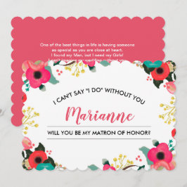 私のマトロン・オブ・オナーになってくれますか？ モダン フラワーリング 招待状