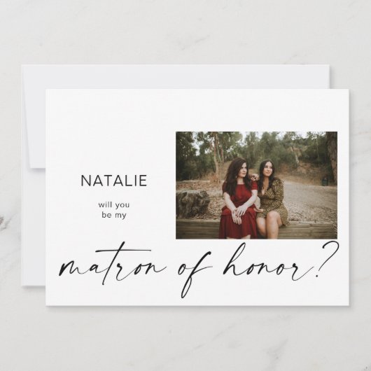 私のマトロン・オブ・オナーになってくれませんか 小さな写真での提案 招待状 (正面)