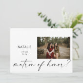 私のマトロン・オブ・オナーになってくれませんか 小さな写真での提案 招待状 (スタンド正面)