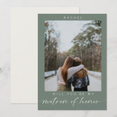 私のマトロン・オブ・オナー　フォト　セージグリーン 招待状 (正面/裏面)