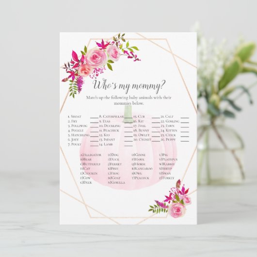 私のママかぼちゃの花模様 招待状 (スタンド正面)