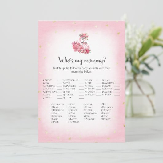 私のママのシャワーゲームのピンクのフラミンゴバレリーナ 招待状 (スタンド正面)