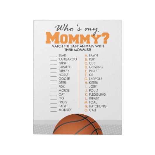 私のママの赤ちゃんの動物のシャワーゲームであるバスケットボール ノートパッド (回転)