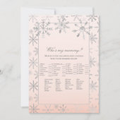 私のママの赤ちゃんシャワーゲームのピンクのスノーフレーク 招待状 (正面)